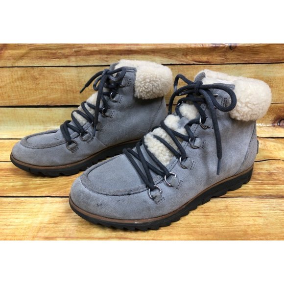 Sorel Harlow Lace Gray Suede Hiker Womens 7 / 38 (g7i) - Picture 1 of 10